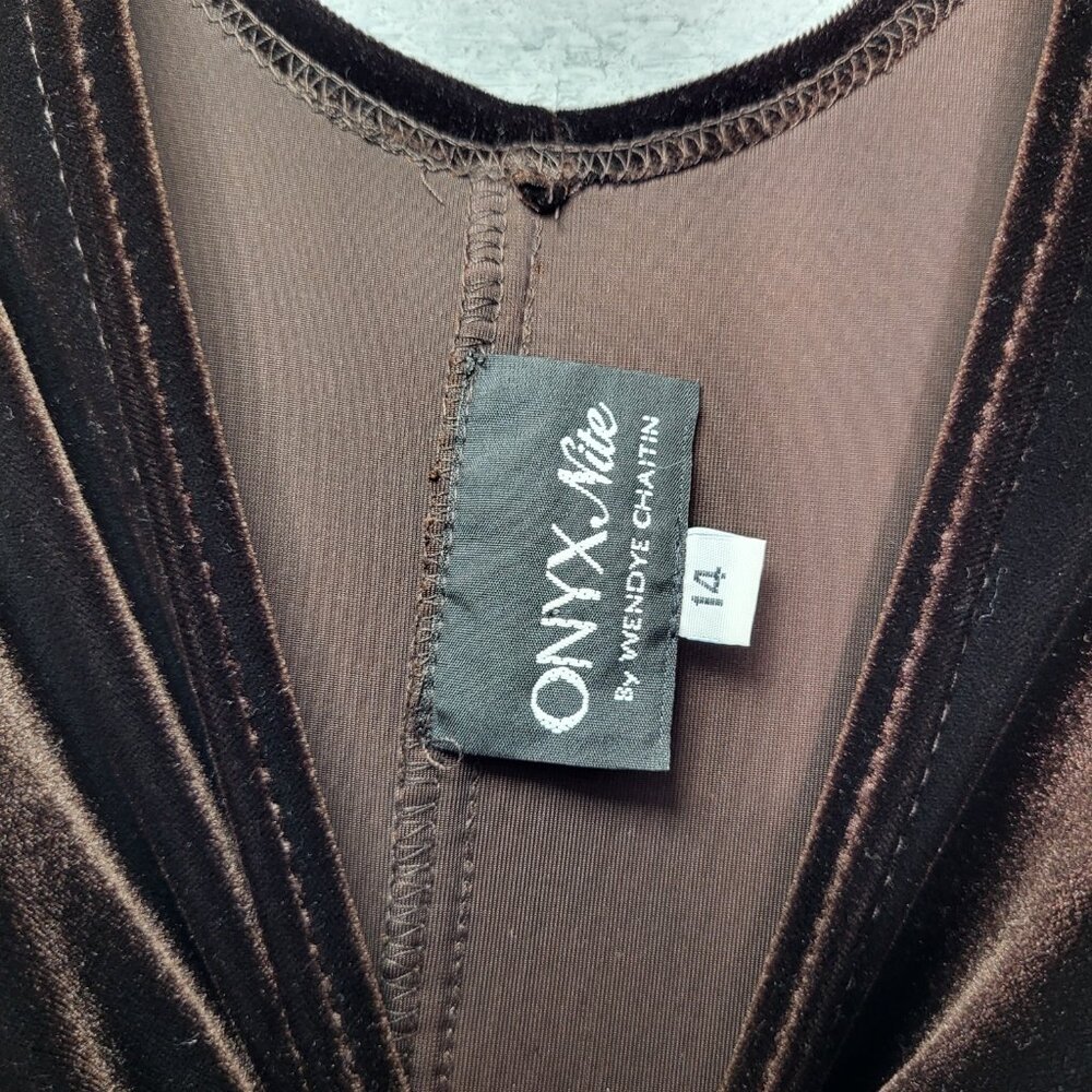 Vintage ONYX Nite Maxi Dress Velvet Velour Elegant Western Plus Size. - Picture 3 of 6